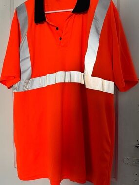 High-Visibility Orange Short Sleeve Polo with Reflective Tape